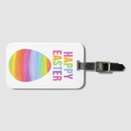 Etiqueta Para Maletas Feliz Pascua Huevo de Pascua Rayado Colorido