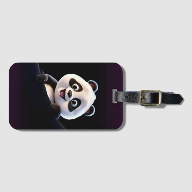 Etiqueta Para Maletas Feliz Pequeño Panda (Anverso horizontal)
