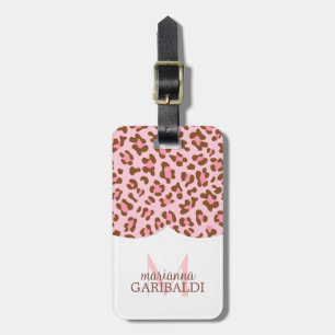 Etiqueta Para Maletas Femenino rosado moderno del estampado de animales