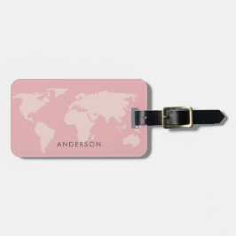 ETIQUETA PARA MALETAS FEMININE GIRLY RUBOR PINK ROSE GOLD WORLD MAP