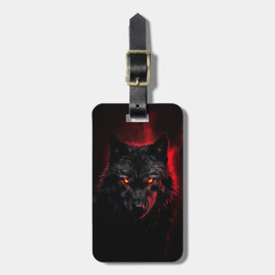 Etiqueta Para Maletas Fenrir - Lobo negro con ojos rojos