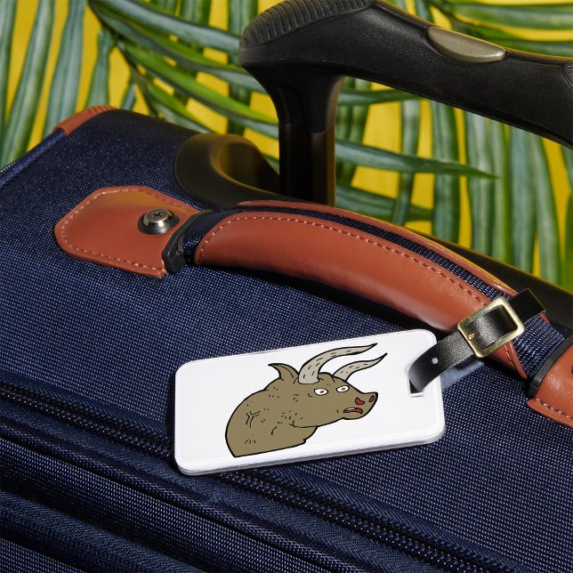 Etiqueta Para Maletas Feroz Cabeza De Toro Enfadada Animal Salvaje Rústi (Subido por el creador)