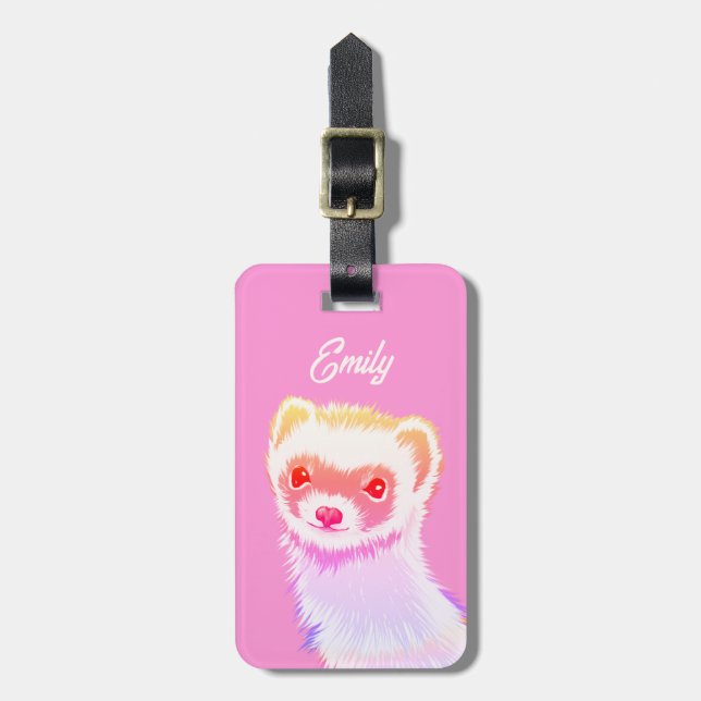 Etiqueta Para Maletas Ferret En Tonos Arcoiris (Frente Vertical)