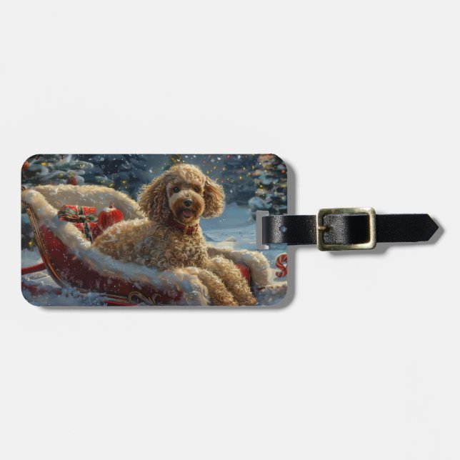 Etiqueta Para Maletas Festividad de los Navidades de perro canino (Frente Horizontal)