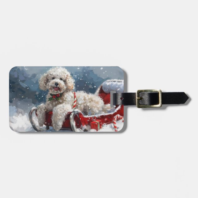 Etiqueta Para Maletas Festividad de los Navidades de perro canino (Frente Horizontal)