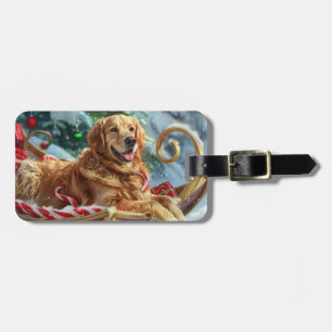 Etiqueta Para Maletas Festividad de los Navidades de perro de Golden Ret