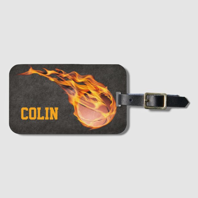 Etiqueta Para Maletas Fiery Basketball personalizado (Anverso horizontal)