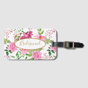 Etiqueta Para Maletas Fiesta Boho Gold Pink Floral Destination Wedding