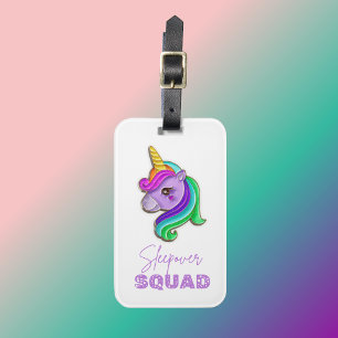 Etiqueta Para Maletas Fiesta de cumpleaños de Unicorn Sleepover Squad