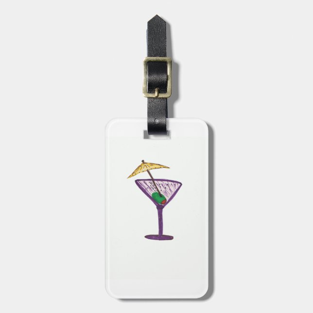 Etiqueta Para Maletas Fiesta de Despedida de Soltera con Martini (Frente Vertical)