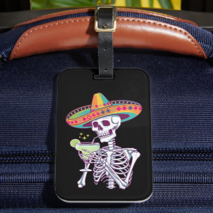Etiqueta Para Maletas Fiesta de Margarita del Esqueleto Mexicano Cinco D