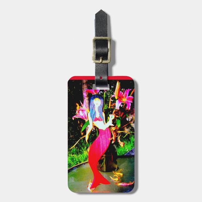 Etiqueta Para Maletas fiesta de sirena roja (Frente Vertical)