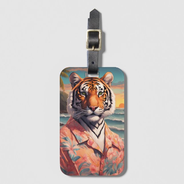 Etiqueta Para Maletas Fiesta de tigres (Anverso vertical)