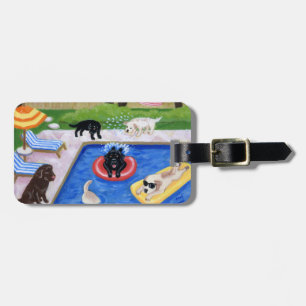 Etiqueta Para Maletas Fiesta en la piscina personalizada Labradors