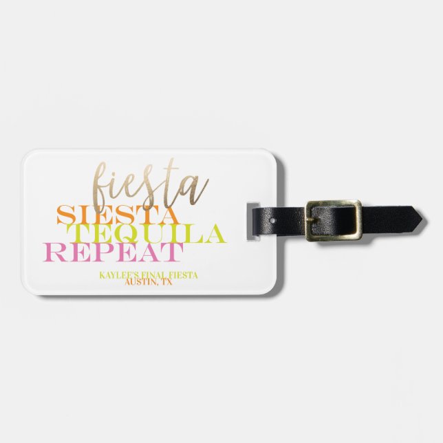 Etiqueta Para Maletas Fiesta Final de Soltera Neon Personalizable (Frente Horizontal)