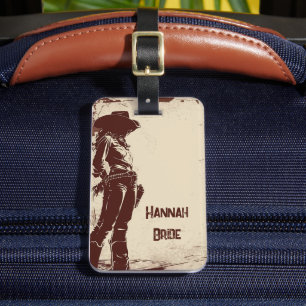 Etiqueta Para Maletas Fiesta Personalizada de Vaquera Rústica Western