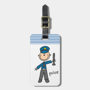 Etiqueta Para Maletas Figura de Palito de Oficial de Policía