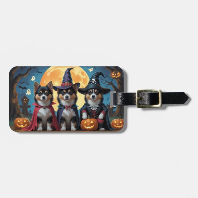 Etiqueta Para Maletas Finlandés Lapphund Dogs Pumpkin Halloween Funny (Frente Horizontal)