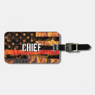 Etiqueta Para Maletas Fire Chief Firefighter Flag