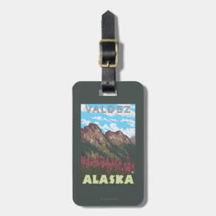 Etiqueta Para Maletas Fireweed y montañas - Valdez, Alaska