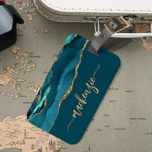 Firma Personalizada Turquesa Azul Oro Ágata