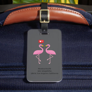 Etiqueta Para Maletas Flamenco Rosa Dulce Como Corazón Pastel Personal