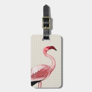 Etiqueta Para Maletas Flamenco rosado en lunares del vintage