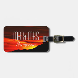 Etiqueta Para Maletas Flaming Red Sunset , Travel, Mr. y Mrs. Bag