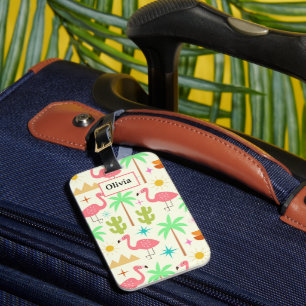 Etiqueta Para Maletas Flamingo de Palm Springs de mediados de siglo con 