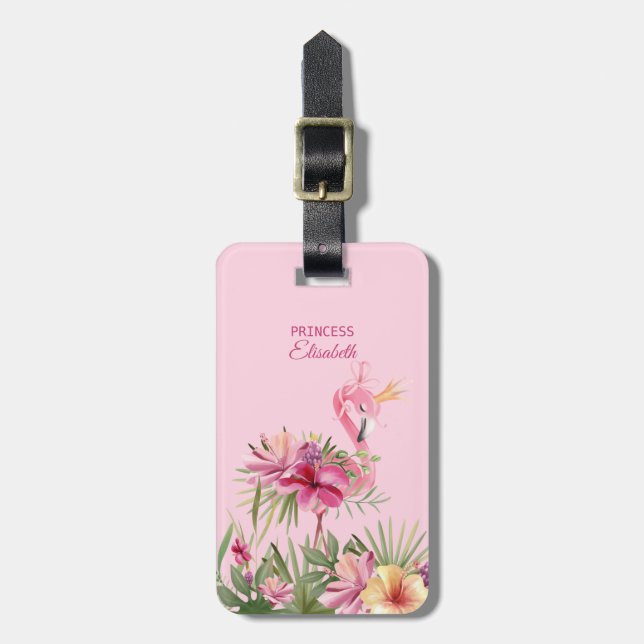 Etiqueta Para Maletas Flamingo Floral Adorable (Frente Vertical)