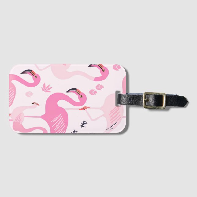 Etiqueta Para Maletas Flamingo rosa (Anverso horizontal)