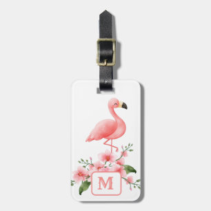 Etiqueta Para Maletas Flamingo rosa Orquídea Rosa Monograma