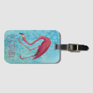 Etiqueta Para Maletas Flamingo rosa vintage
