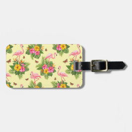 Etiqueta Para Maletas Flamingo y mariposas 2