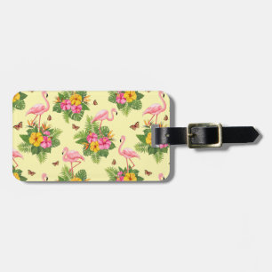 Etiqueta Para Maletas Flamingo y mariposas 2
