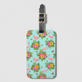 Etiqueta Para Maletas Flamingo y mariposas 3