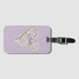Etiqueta Para Maletas Fleco de Corazón Blanco Lavanda