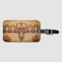 Flor abstracta Art Nouveau borgoña verde rojo