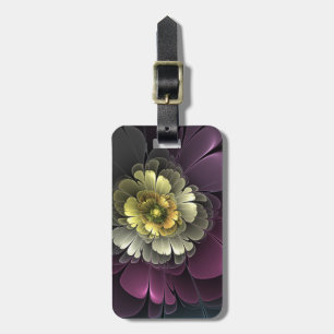 Etiqueta Para Maletas Flor abstracta moderna purpura gris khaki