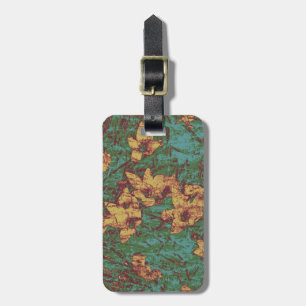 Etiqueta Para Maletas Flor amarilla contra el modelo 2 del camuflaje de