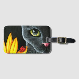 Etiqueta Para Maletas Flor amarilla del gato negro 510