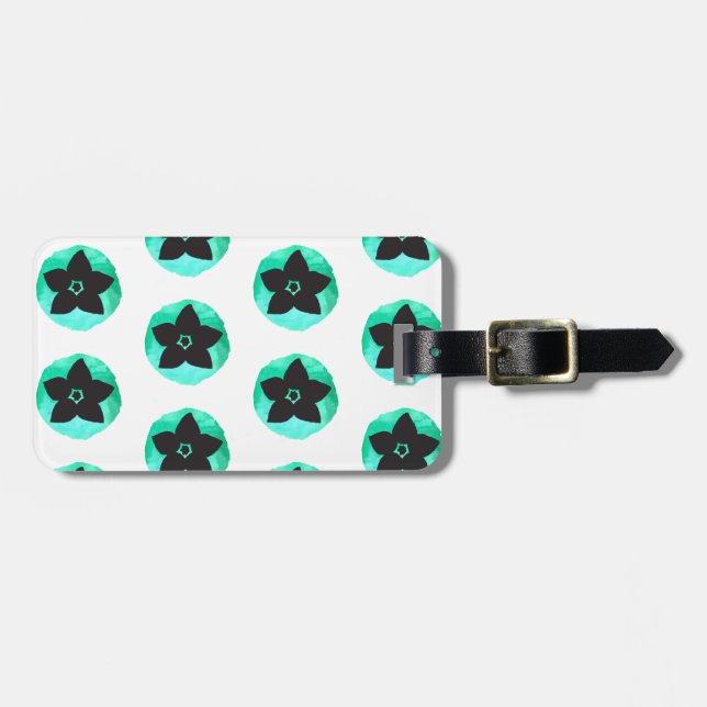 Etiqueta Para Maletas Flor azul verde hawaiana (Frente Horizontal)