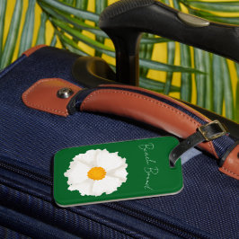 Etiqueta Para Maletas Flor blanca de amapola verde