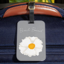 Etiqueta Para Maletas Flor de amapola blanca gris