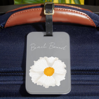 Etiqueta Para Maletas Flor de amapola blanca gris