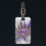 Etiqueta Para Maletas Flor de arte fractal enérgica y colorida<br><div class="desc">Una potente flor multicolor de fantasía,  un singular arte fractal floral. Diseño para tu inusual etiqueta de equipaje decorativo y más.</div>