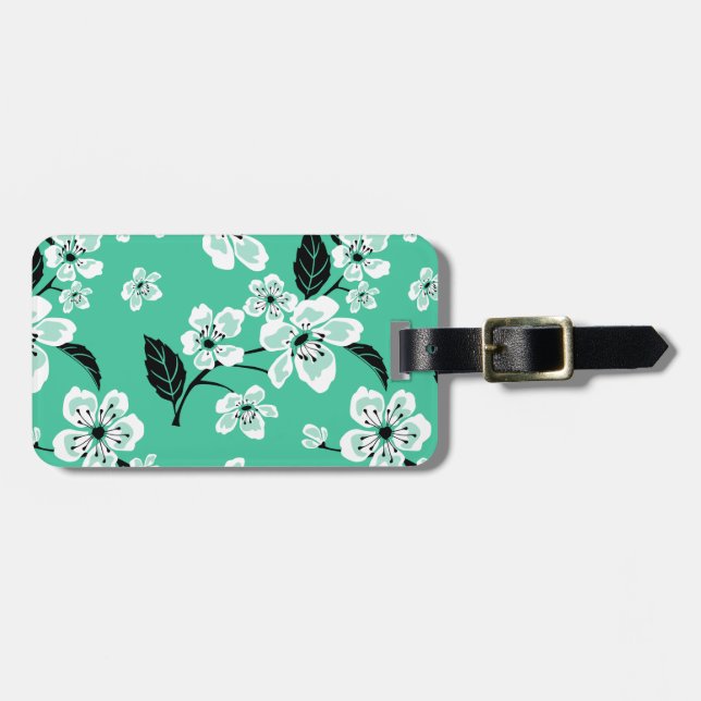 ETIQUETA PARA MALETAS FLOR DE CEREZO - SAKURA (MENTA) (Frente Horizontal)