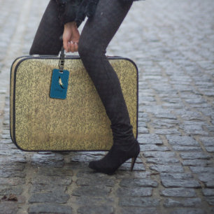 Etiqueta Para Maletas Flor de color cobalto monográfico