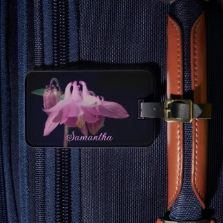 Etiqueta Para Maletas Flor De Columbina Rosa Intensa Personalizada