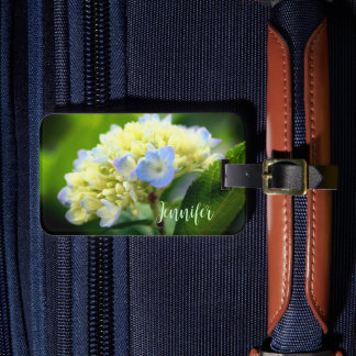 Etiqueta Para Maletas Flor de hidrangea azul suave personalizada